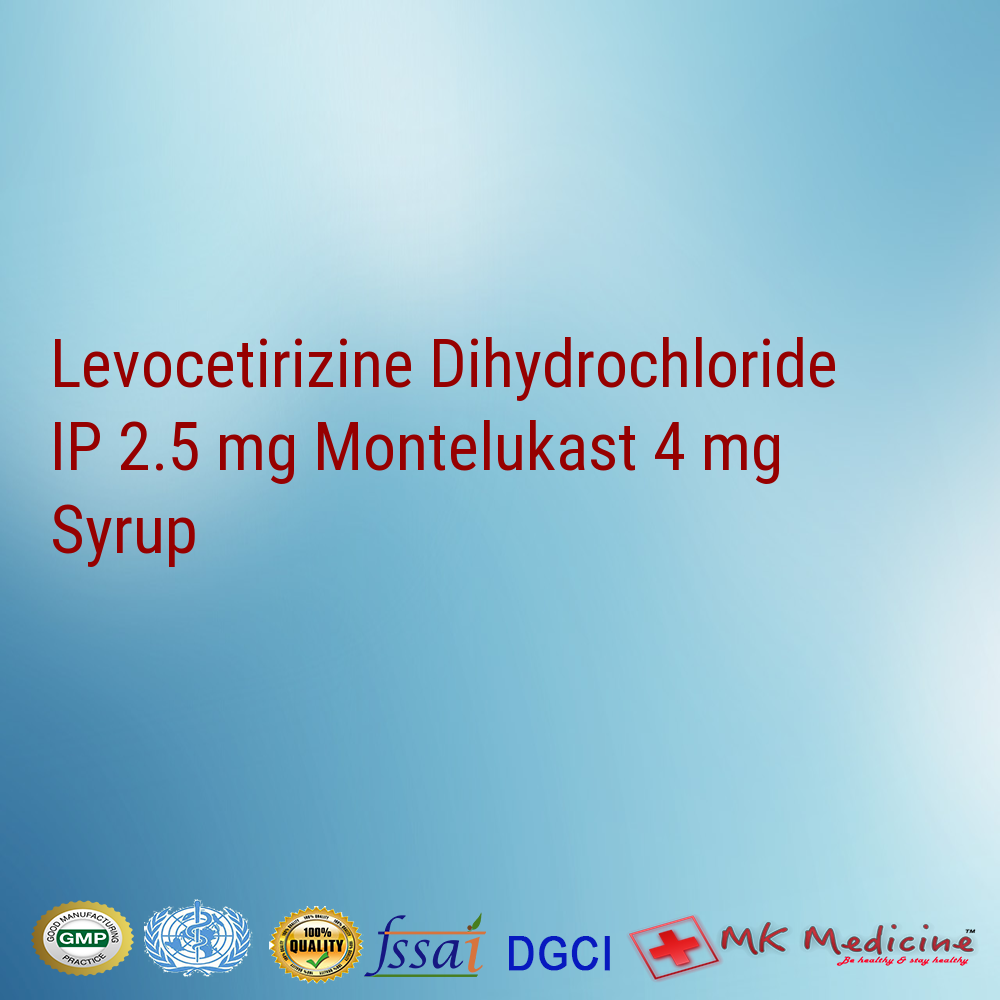 Levocetirizine Dihydrochloride IP 2.5 mg Montelukast 4 mg Syrup For PCD